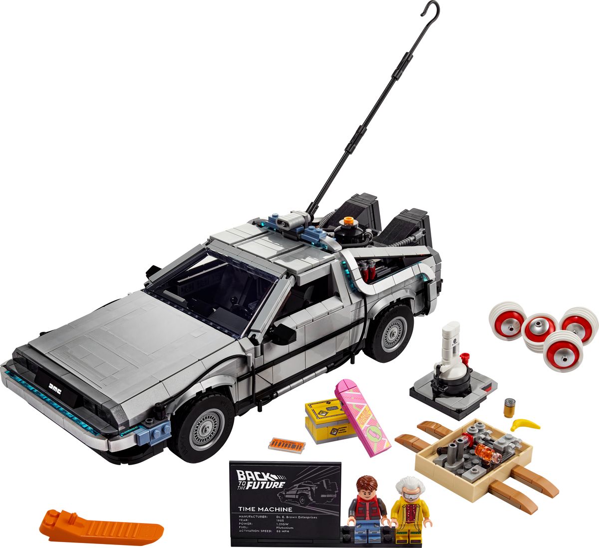 Official LEGO prod image of Back to the Future Time Machine 10300