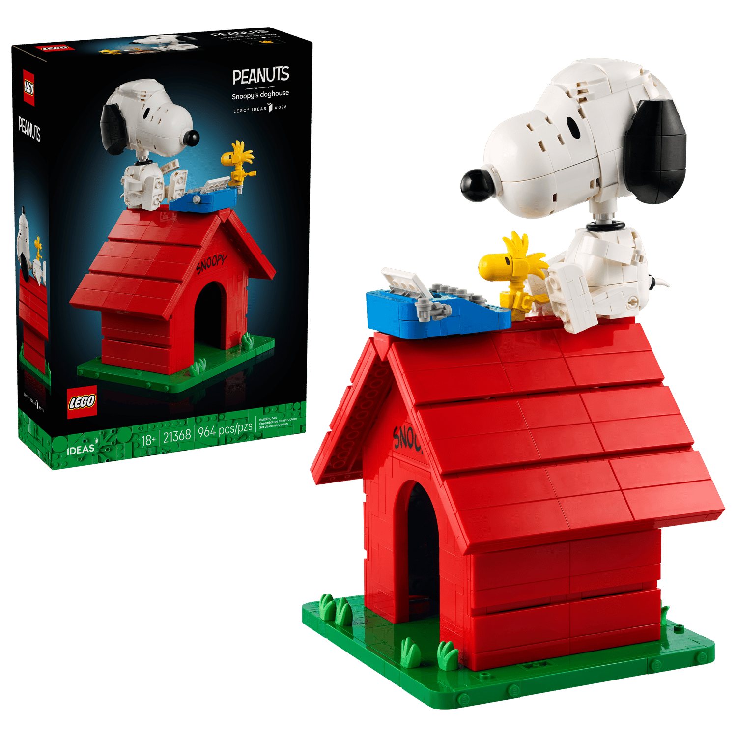 Official LEGO lifestyle image for LEGO Ideas 21368 Peanuts Snoopy's Doghouse