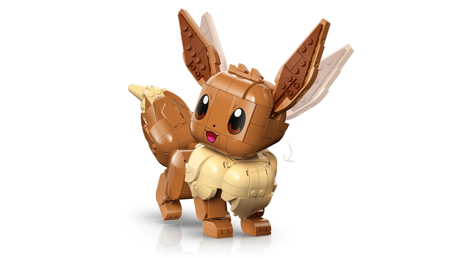 Official LEGO pose and branding detail from LEGO Pokémon 72151 Eevee