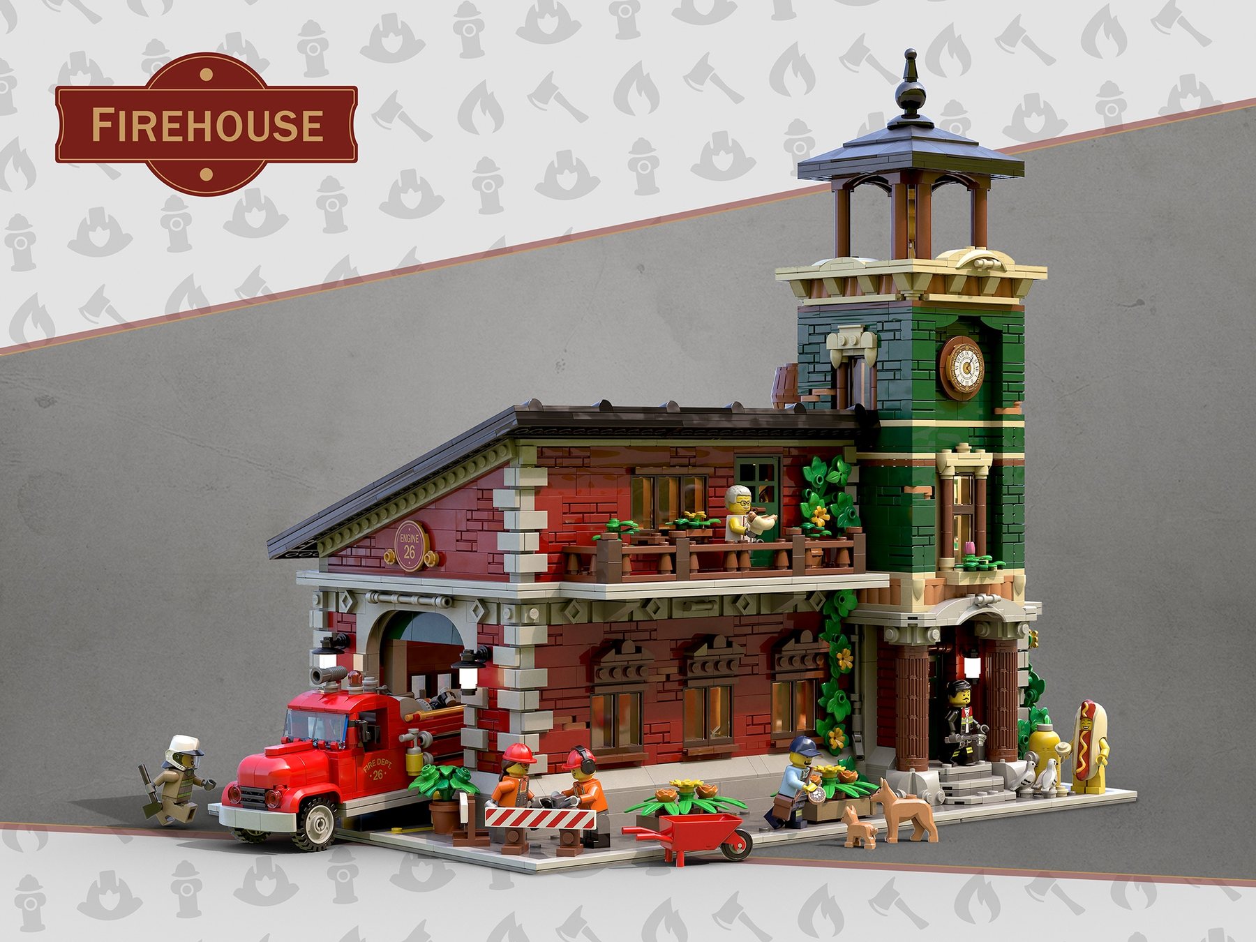 BrickLink Designer Program Series 10 Firehouse by brickhucker