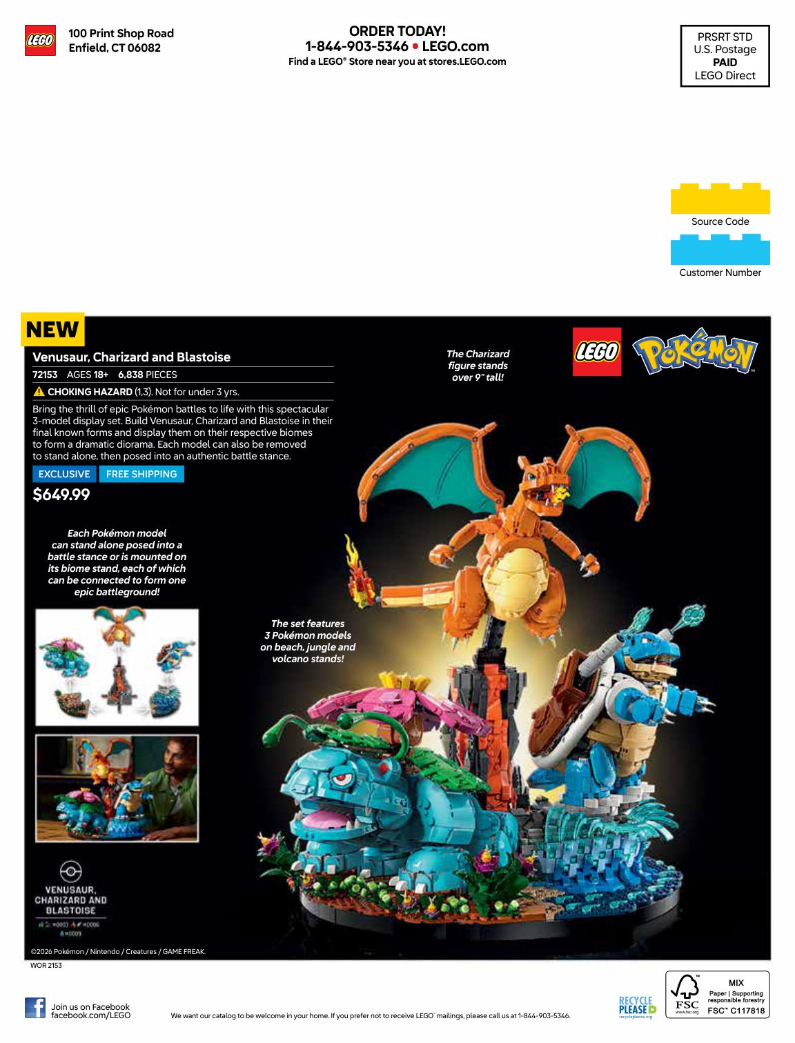 LEGO Pokémon 72153 Venusaur, Charizard and Blastoise catalog visual