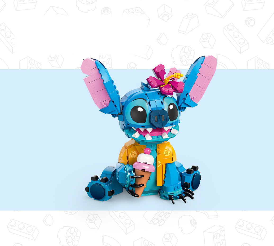 Official LEGO visual of LEGO Disney 43249 Stitch finished model
