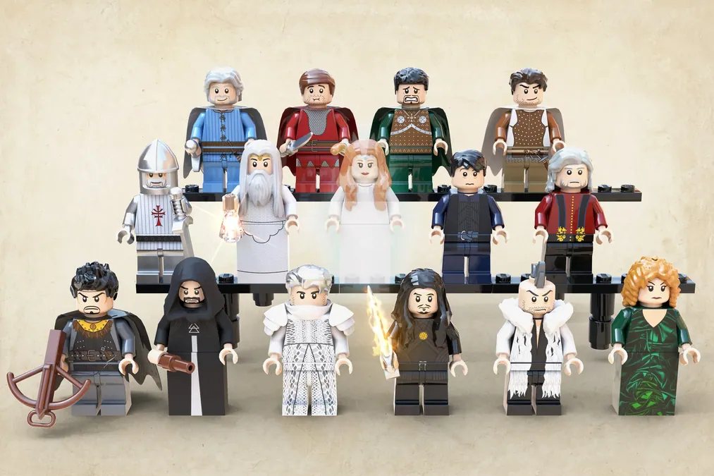 Character lineup for the Kaamelott LEGO Ideas project