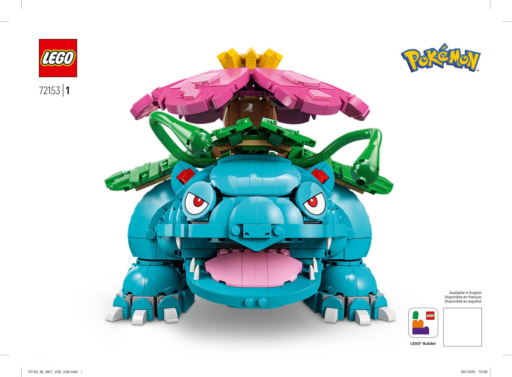 Instruction cover render of LEGO Pokémon 72153 Venusaur