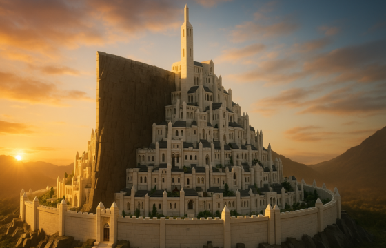 AI editorial preview image for a rumored LEGO Lord of the Rings Minas Tirith set