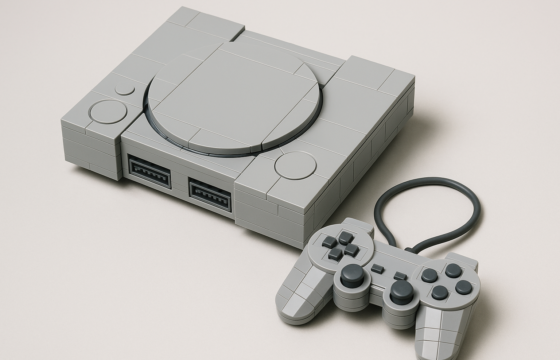 AI editorial preview image for a rumored LEGO-style retro console set