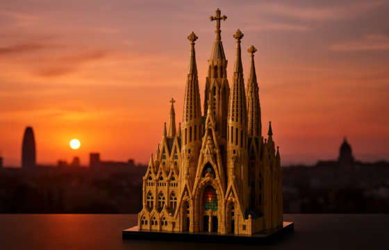 AI editorial preview image for a rumored giant LEGO Sagrada Familia set