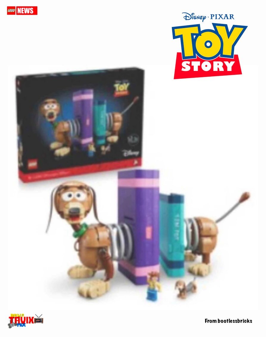 Instagram visual showing the rumored LEGO Disney 43301 Slinky Dog Bookends set