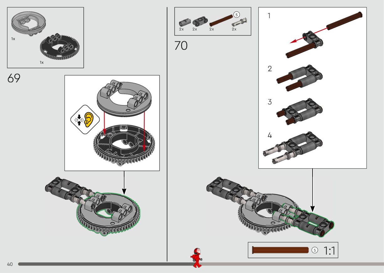 Interior building instructions page for LEGO Icons 11389 Project Hail Mary showing ring assembly