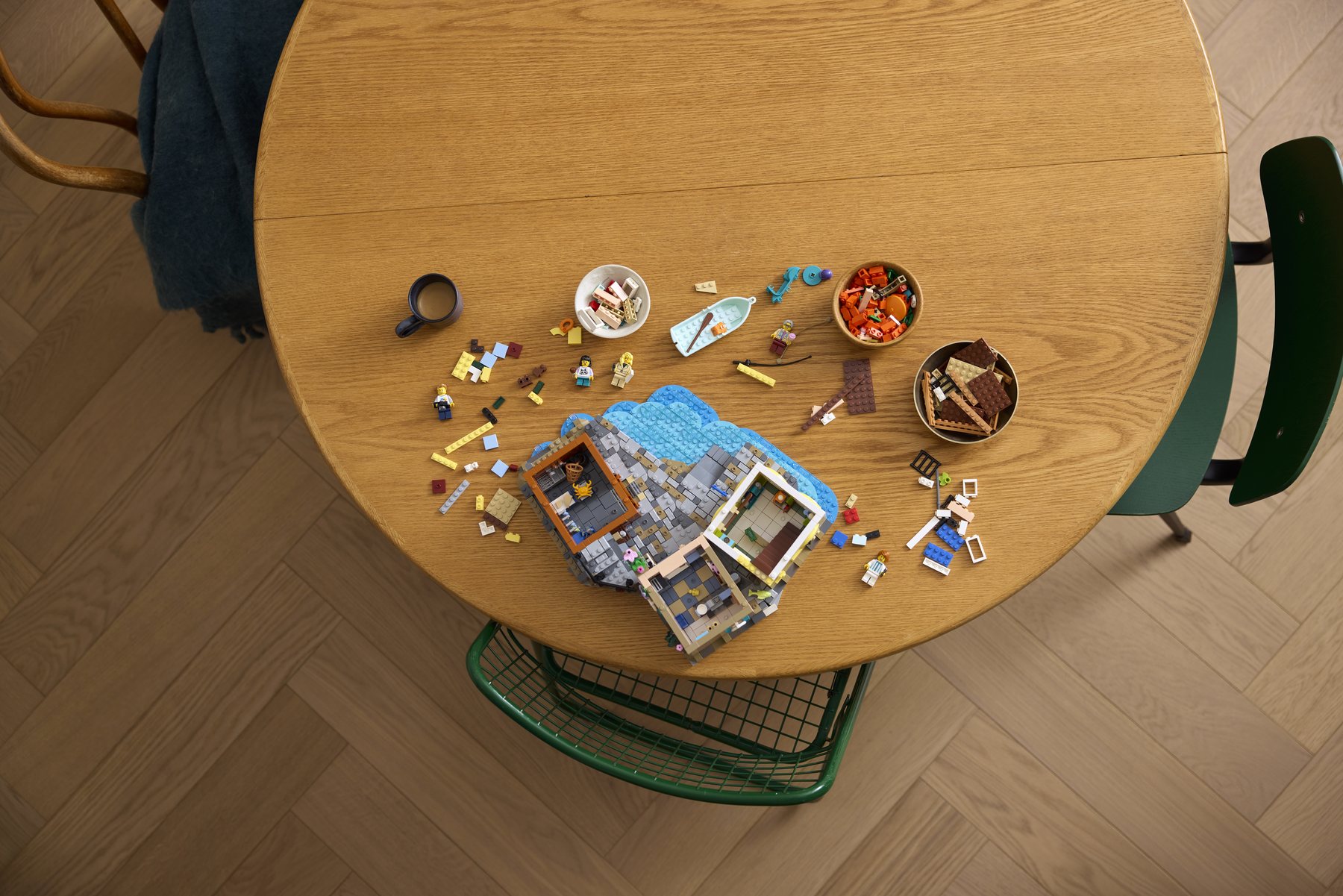 Official LEGO lifestyle build image for LEGO Ideas 21359 Italian Riviera