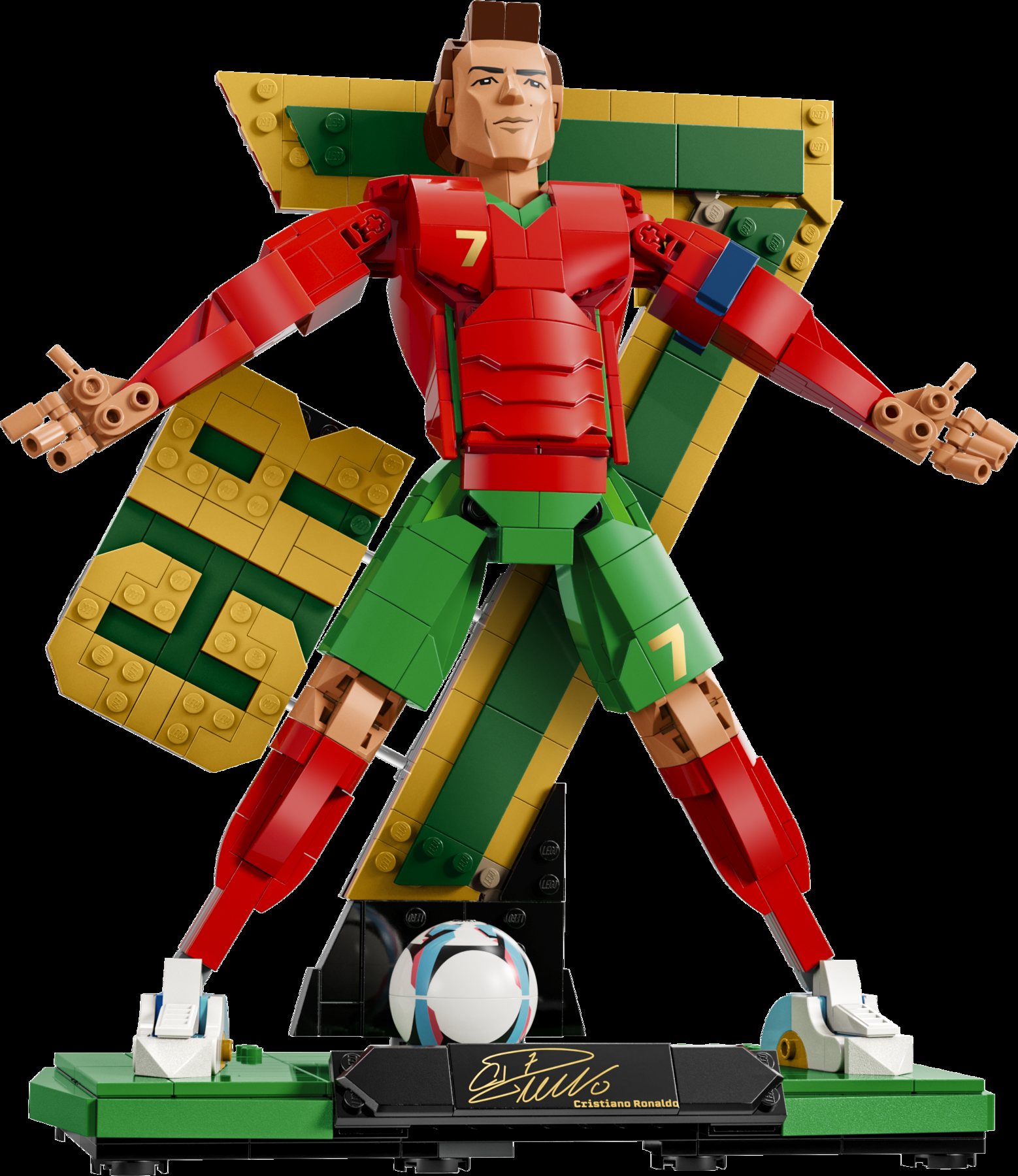 Official LEGO product render of 43016 Cristiano Ronaldo – Soccer Legend.