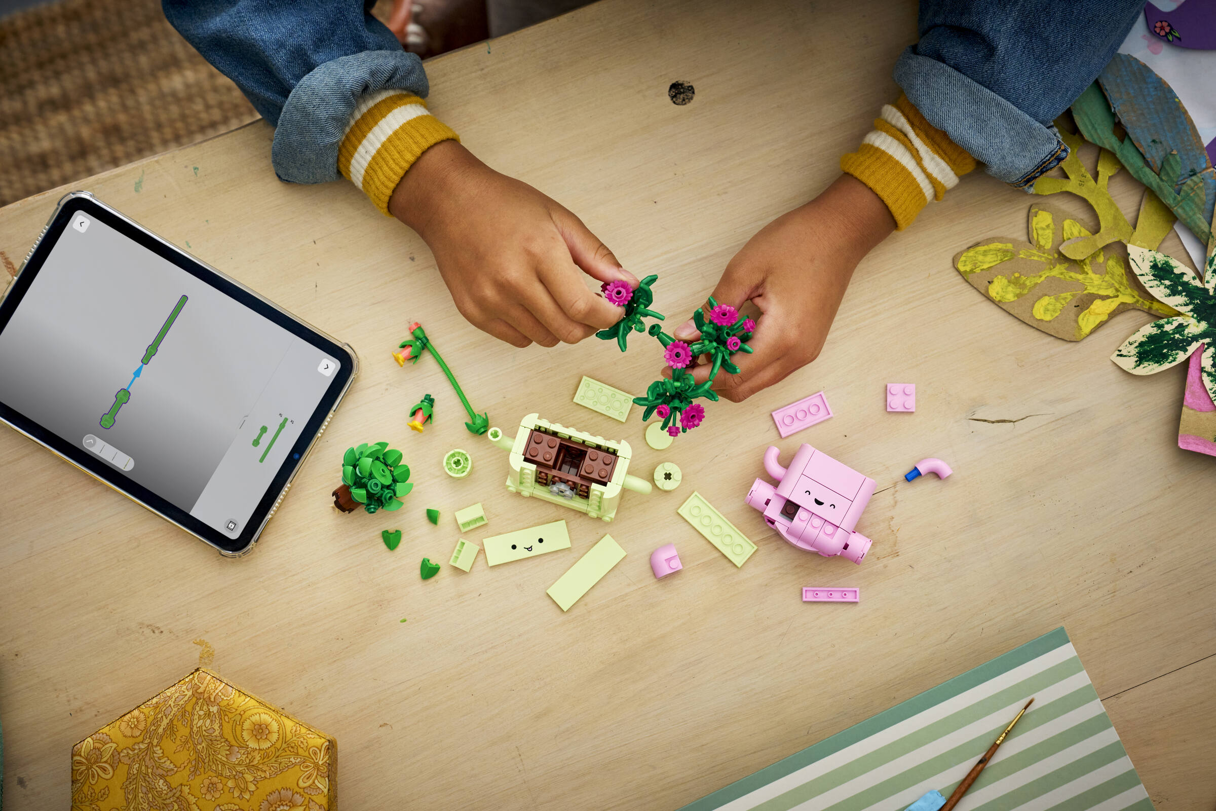 LEGO Botanicals 11506 Rocking Plants lifestyle build image showing the set in use