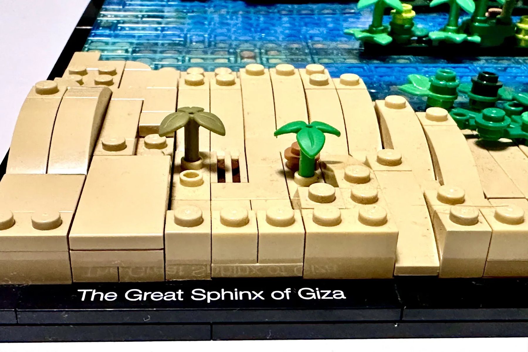 LEGO Ideas Diorama of the Great Sphinx of Giza project image showing side details and the Nile section
