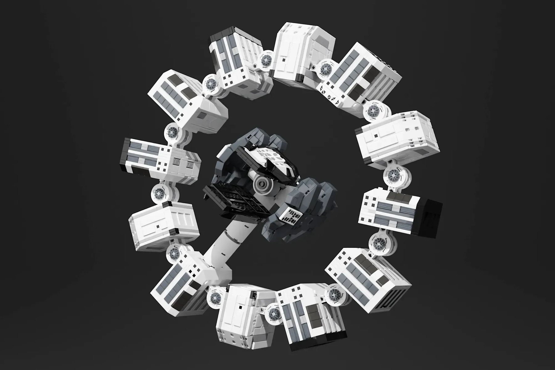 LEGO Ideas Interstellar project image highlighting the display stand and micro-scale crew elements