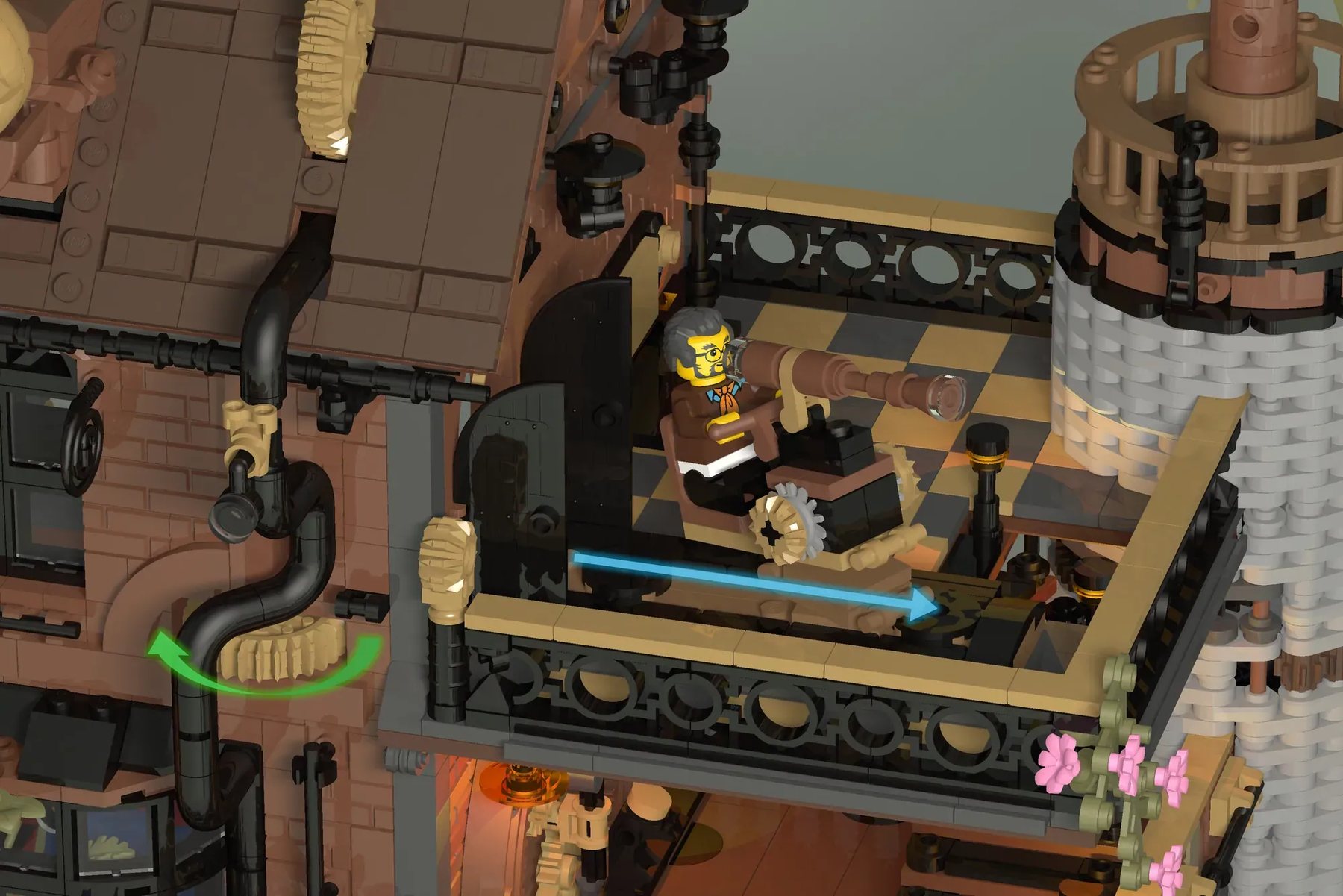LEGO Ideas The Inventor's Mansion project image highlighting interior and mechanism details