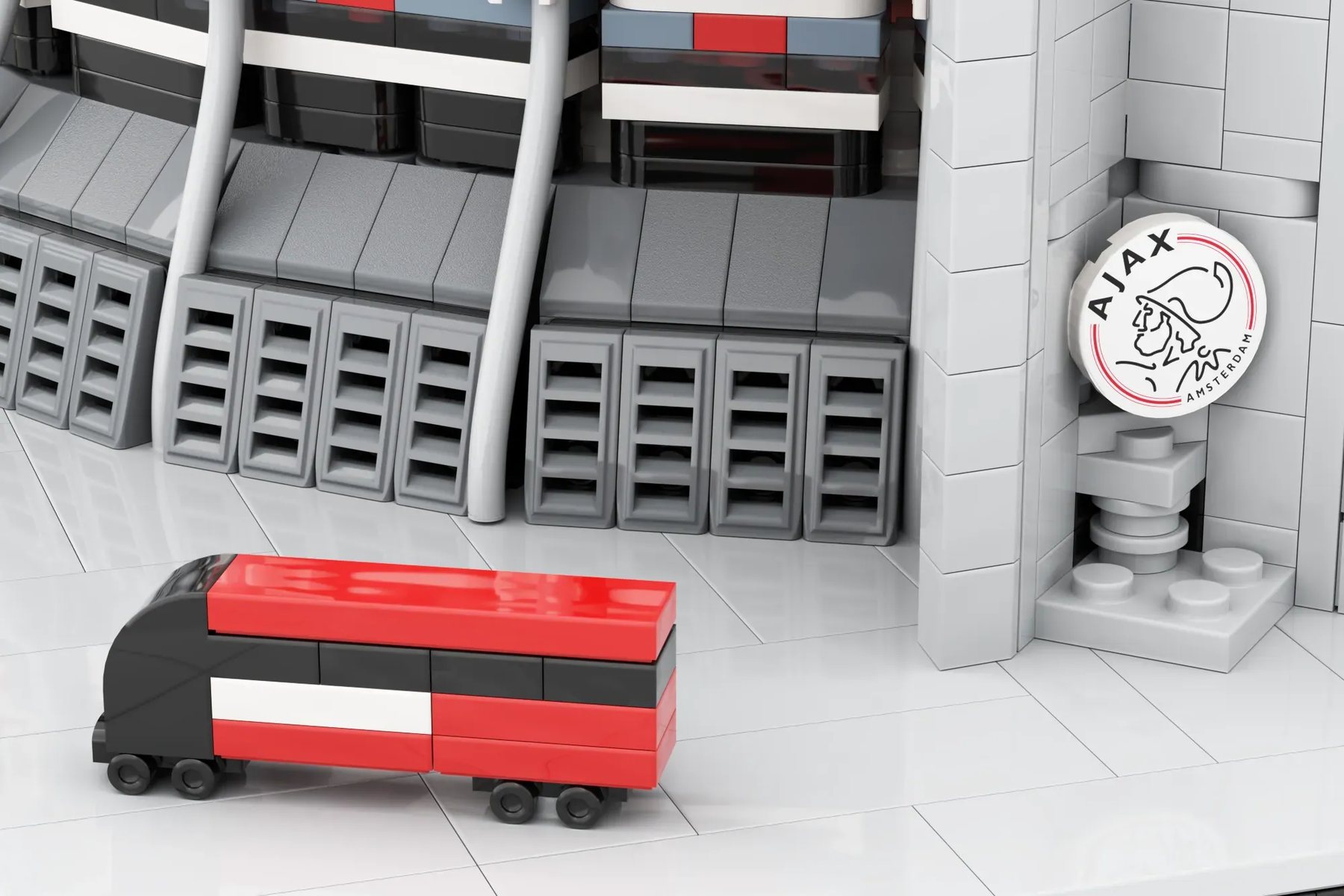 LEGO Ideas Johan Cruijff ArenA project image showing the stadium in a presentation setting