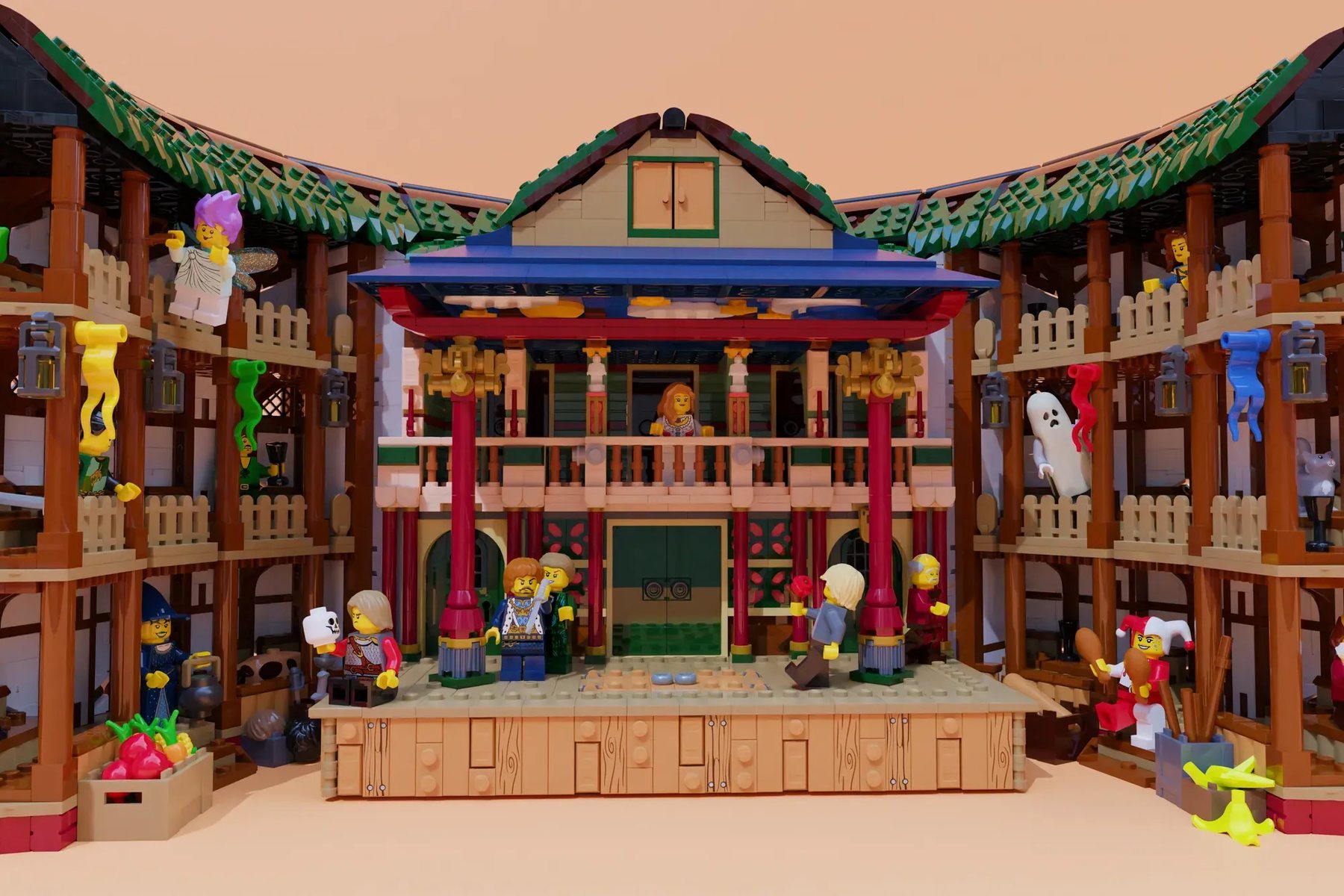 LEGO Ideas Shakespeare's Globe project image showing detailed interior storytelling elements