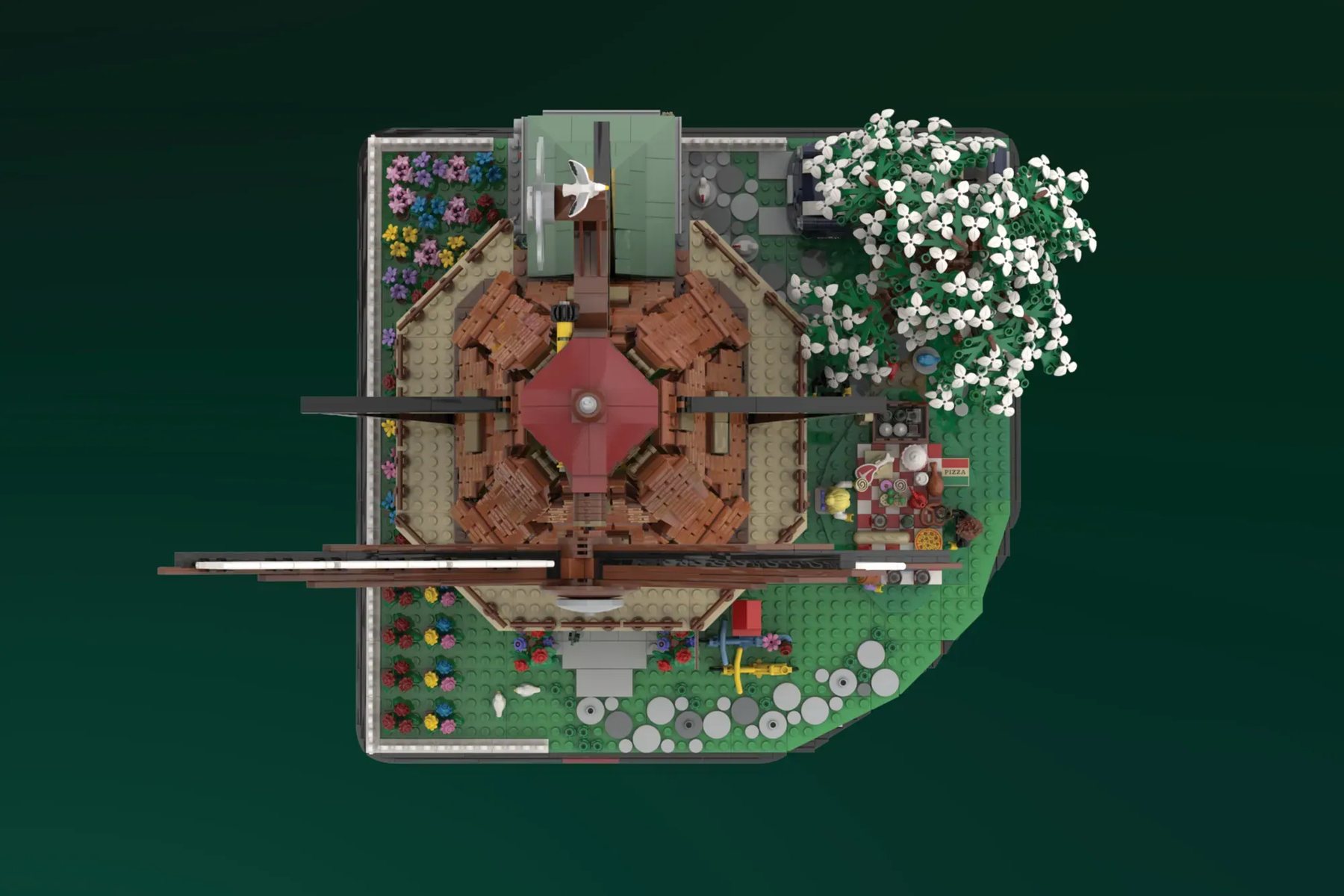 LEGO Ideas Windmill House alternate image showing exterior and landscaping details