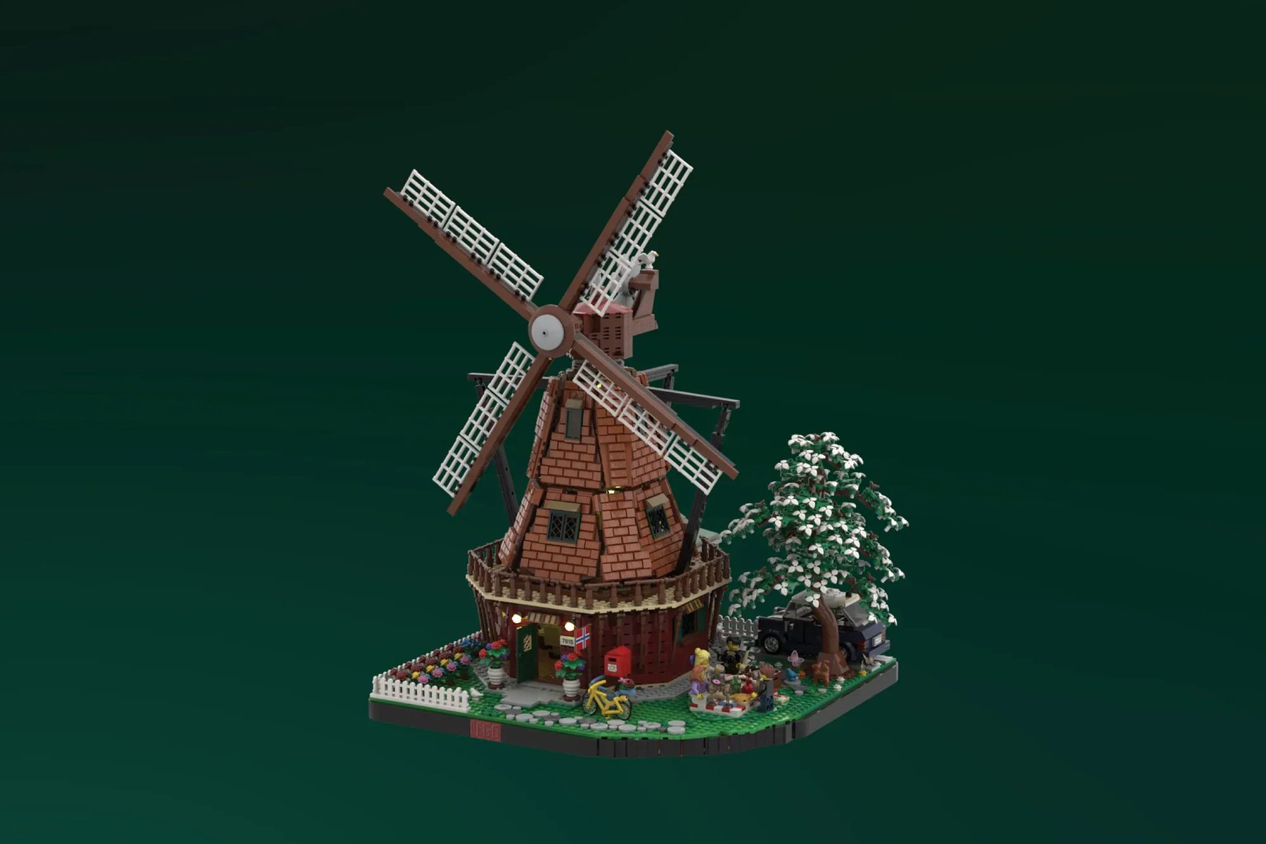 LEGO Ideas Windmill House project image highlighting the windmill blades and upper sections