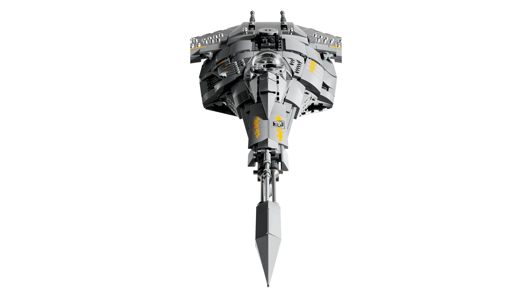Official LEGO image showing the side profile of LEGO Star Wars 75442 The Mandalorian’s N-1 Starfighter