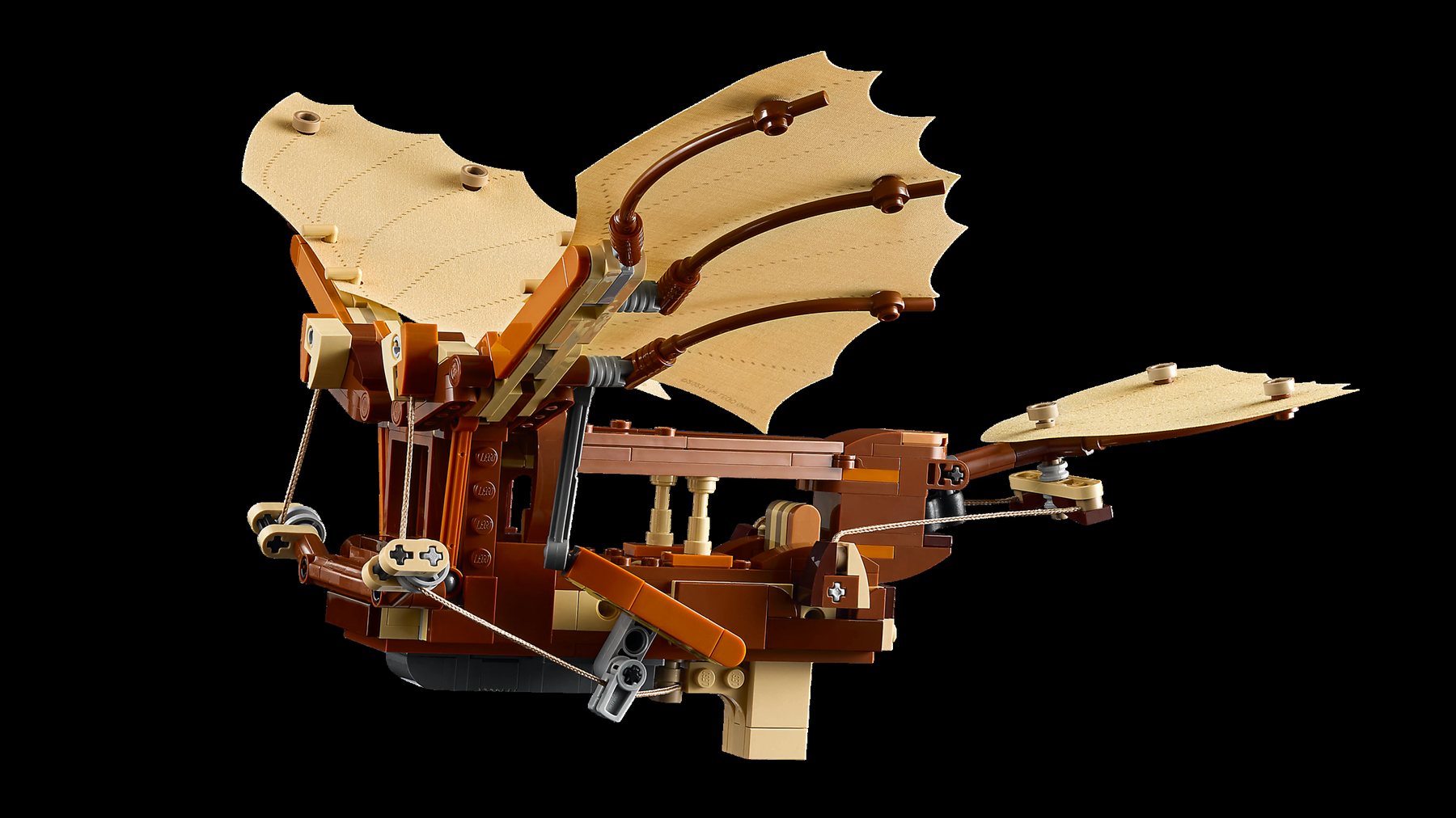 Official LEGO image showing the wing and framework detail of LEGO Icons 10363 Leonardo da Vinci's Flying Machine