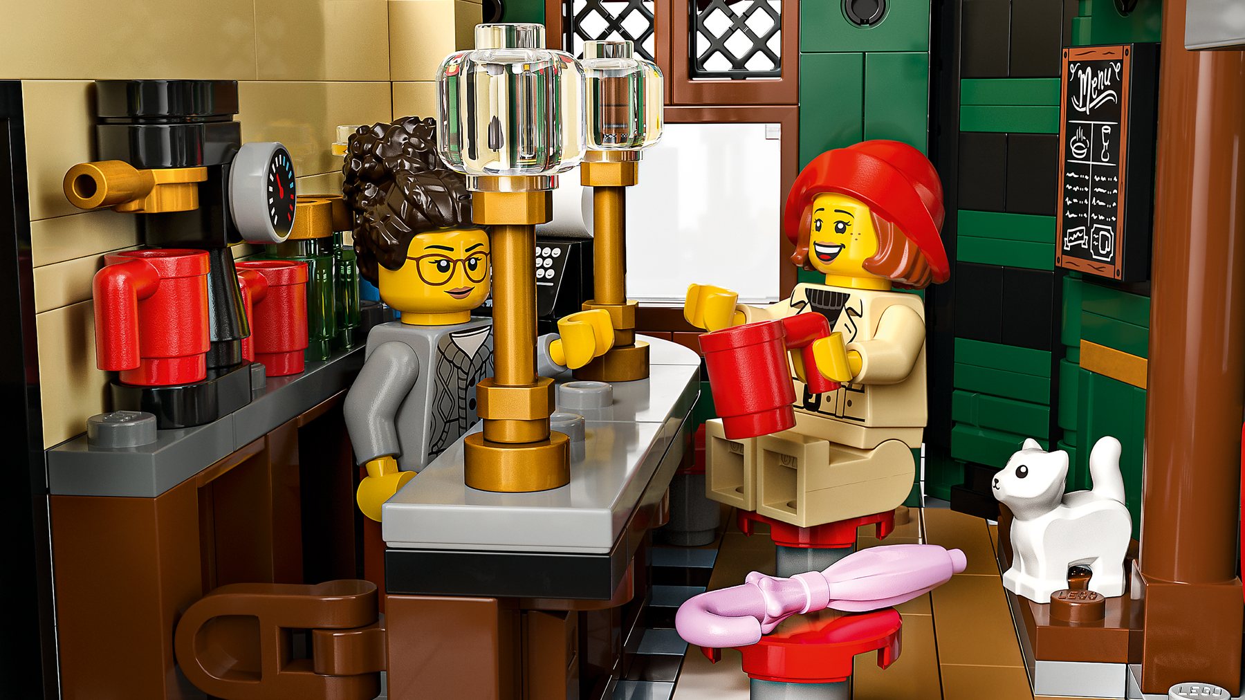 Official LEGO image showing the interior sections of LEGO Icons 10350 Tudor Corner