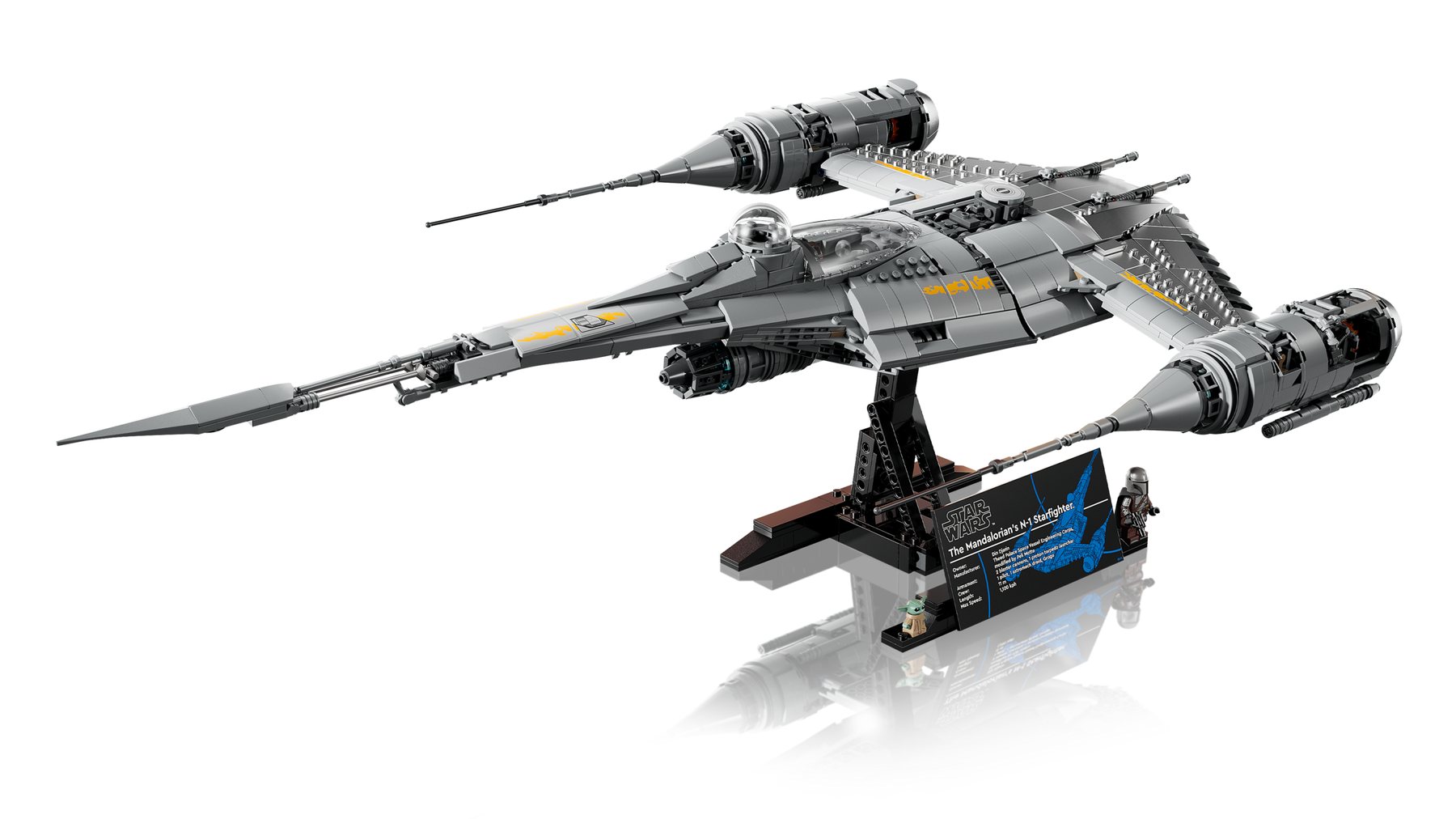 Official LEGO image showing top access and surface detail on LEGO Star Wars 75442 The Mandalorian’s N-1 Starfighter