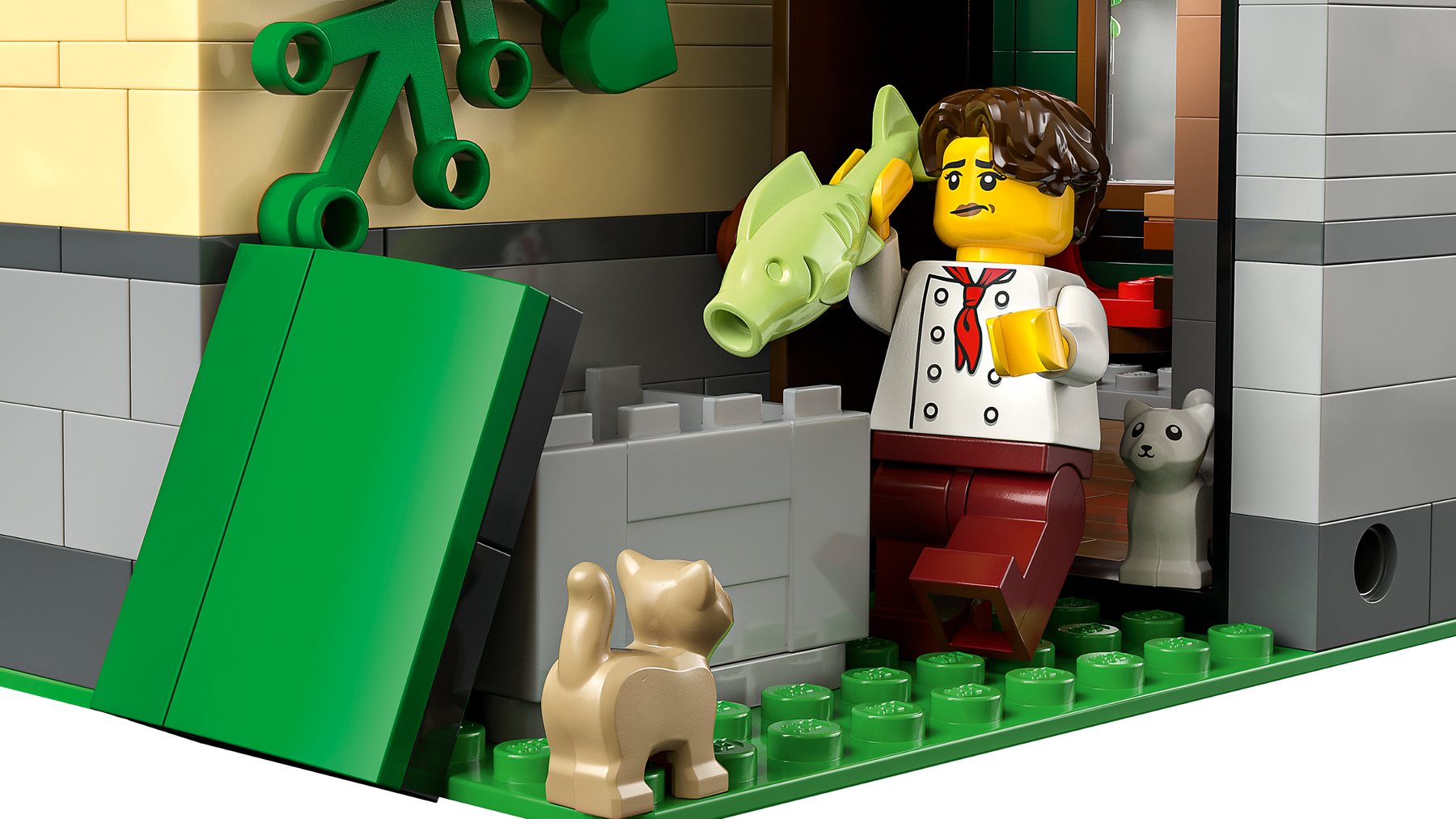 Official LEGO image showing side and roof details on LEGO Icons 10350 Tudor Corner
