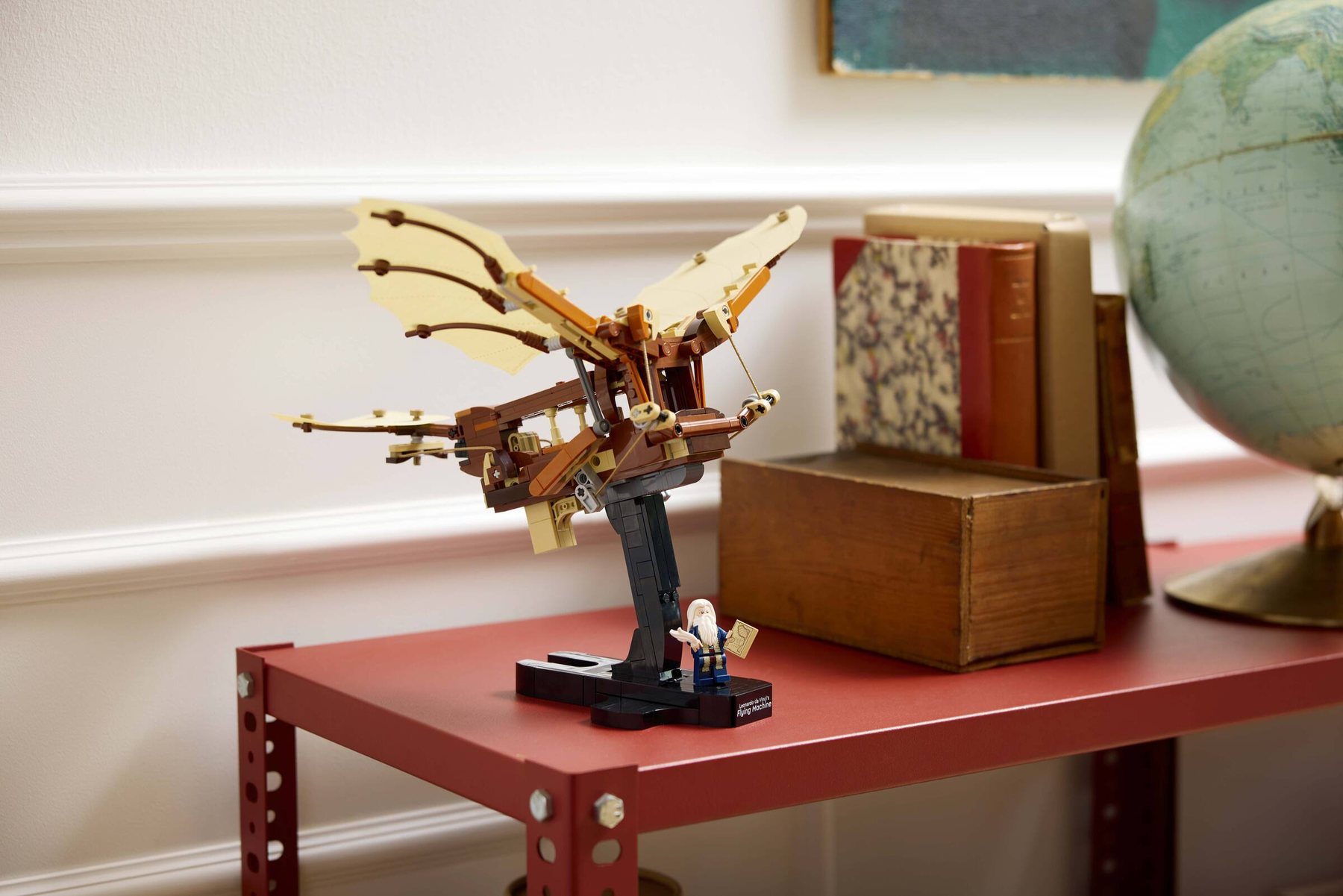 Official LEGO lifestyle image of LEGO Icons 10363 Leonardo da Vinci's Flying Machine on display