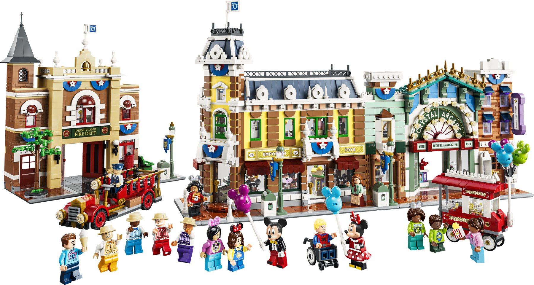 Official LEGO product render of LEGO Disney 43302 Main Street, U.S.A.