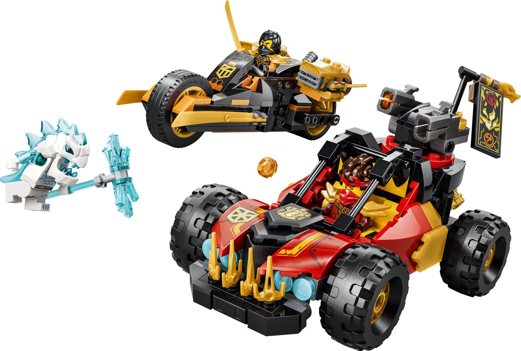 Official LEGO image of Kai and Cole's Combiner Vehicles