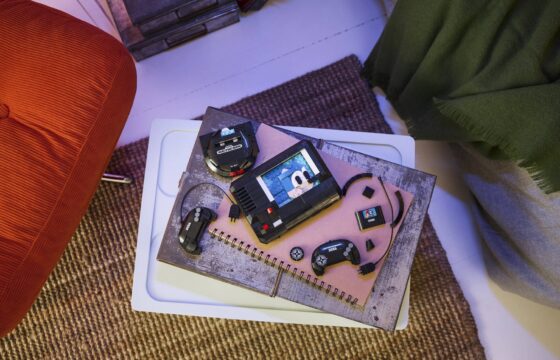 Official LEGO lifestyle image of LEGO 40926 SEGA Genesis Console on display