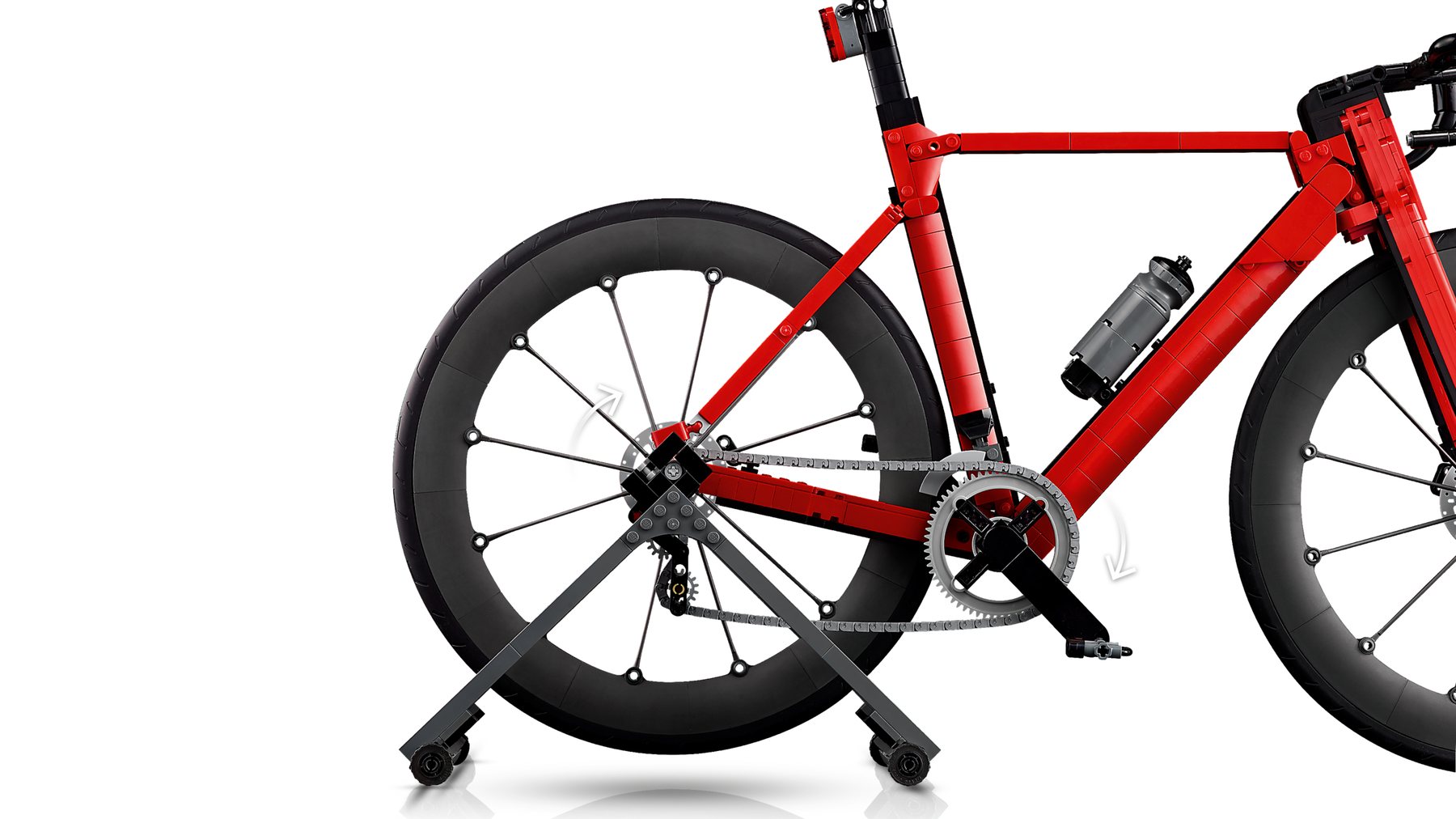 Official LEGO image of LEGO Icons Road Bike 11380 mounted on its stand