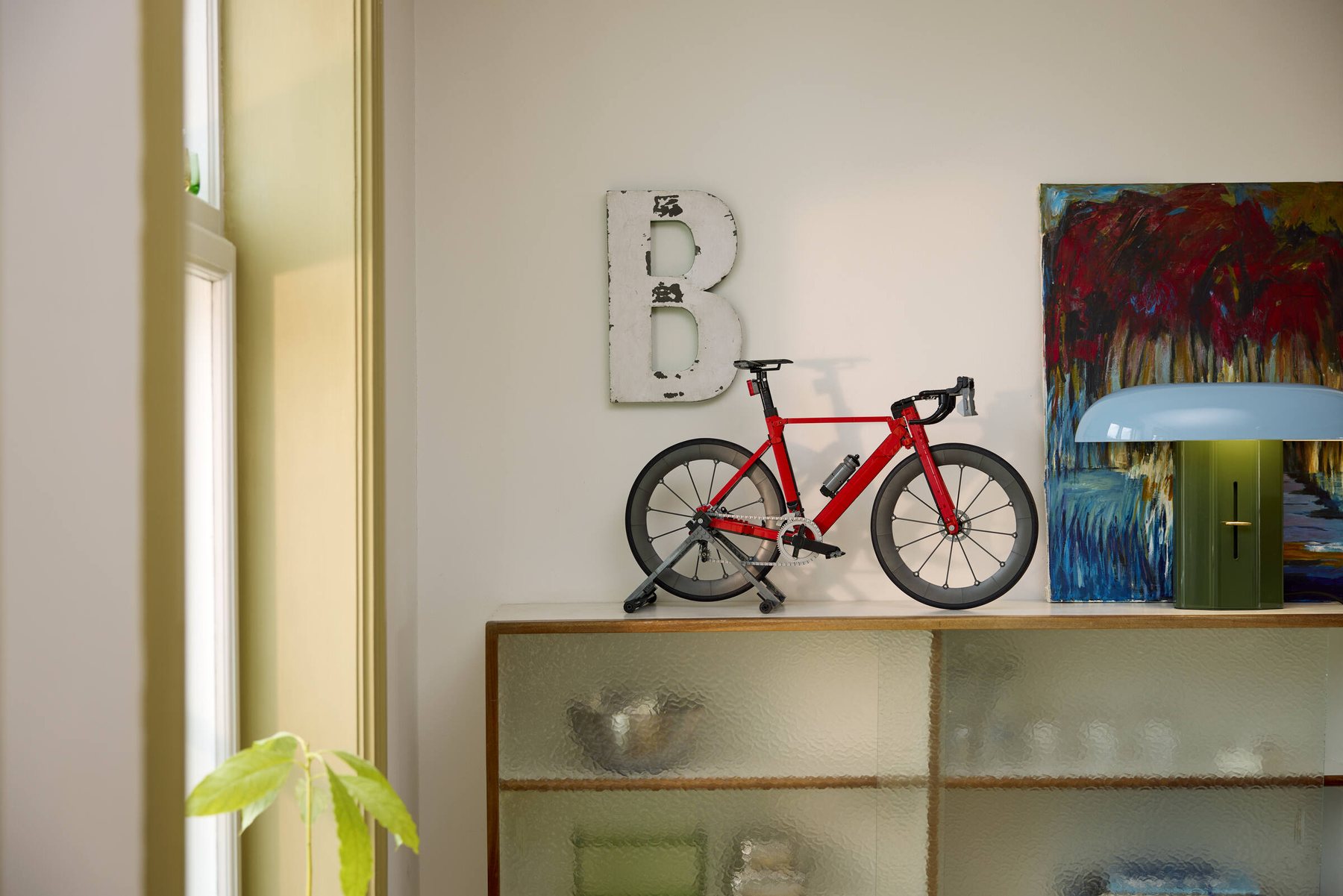 Official LEGO environment image of LEGO Icons Road Bike 11380 on display