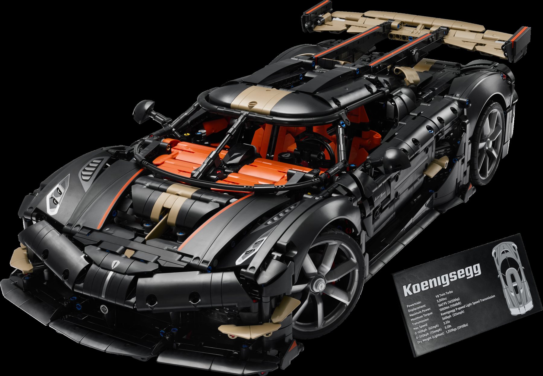 Official product render for LEGO Technic 42232 Koenigsegg Sadair’s Spear Megacar