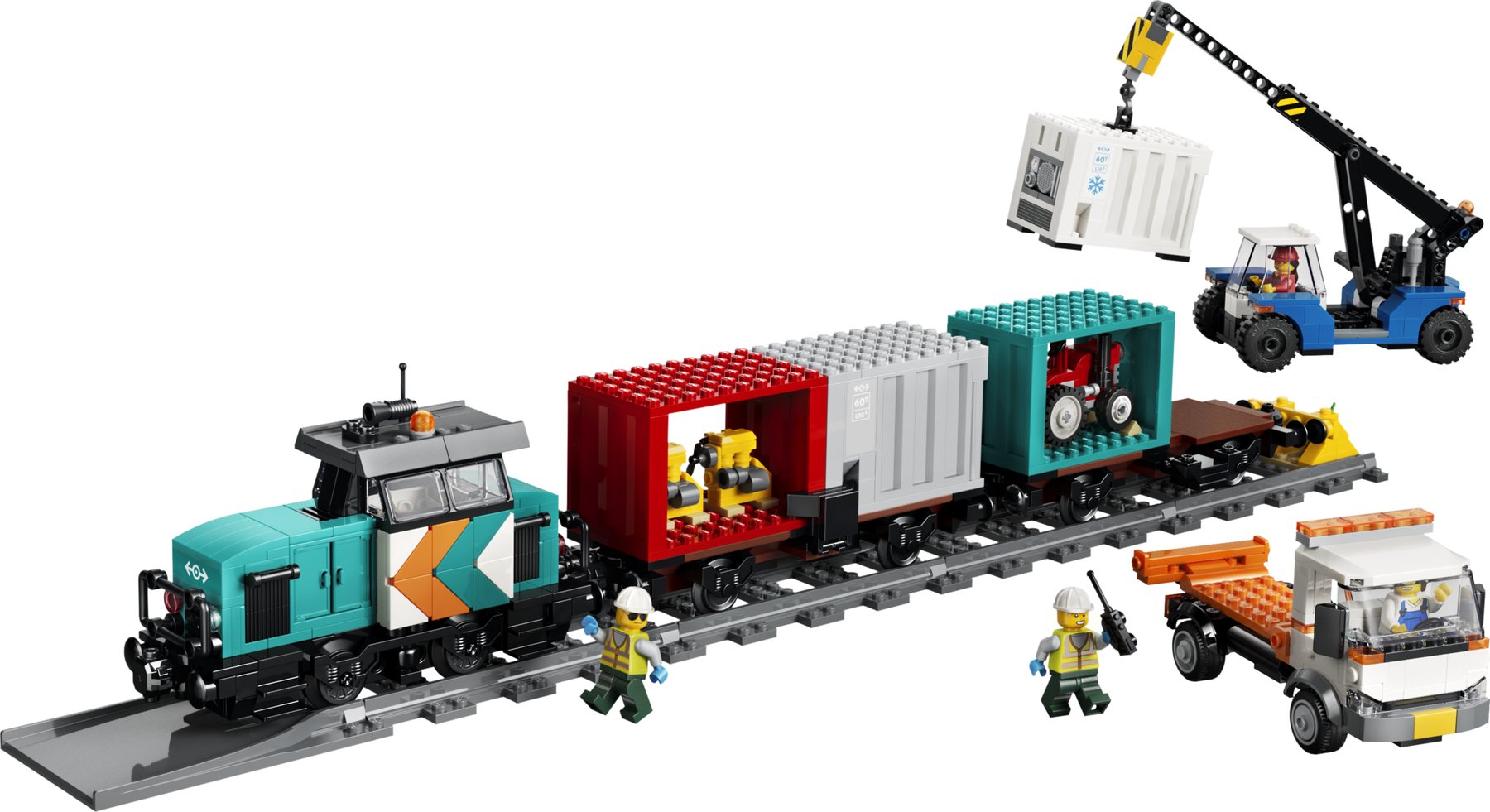 Official LEGO image of Harbor Freight Train with Crane & Truck