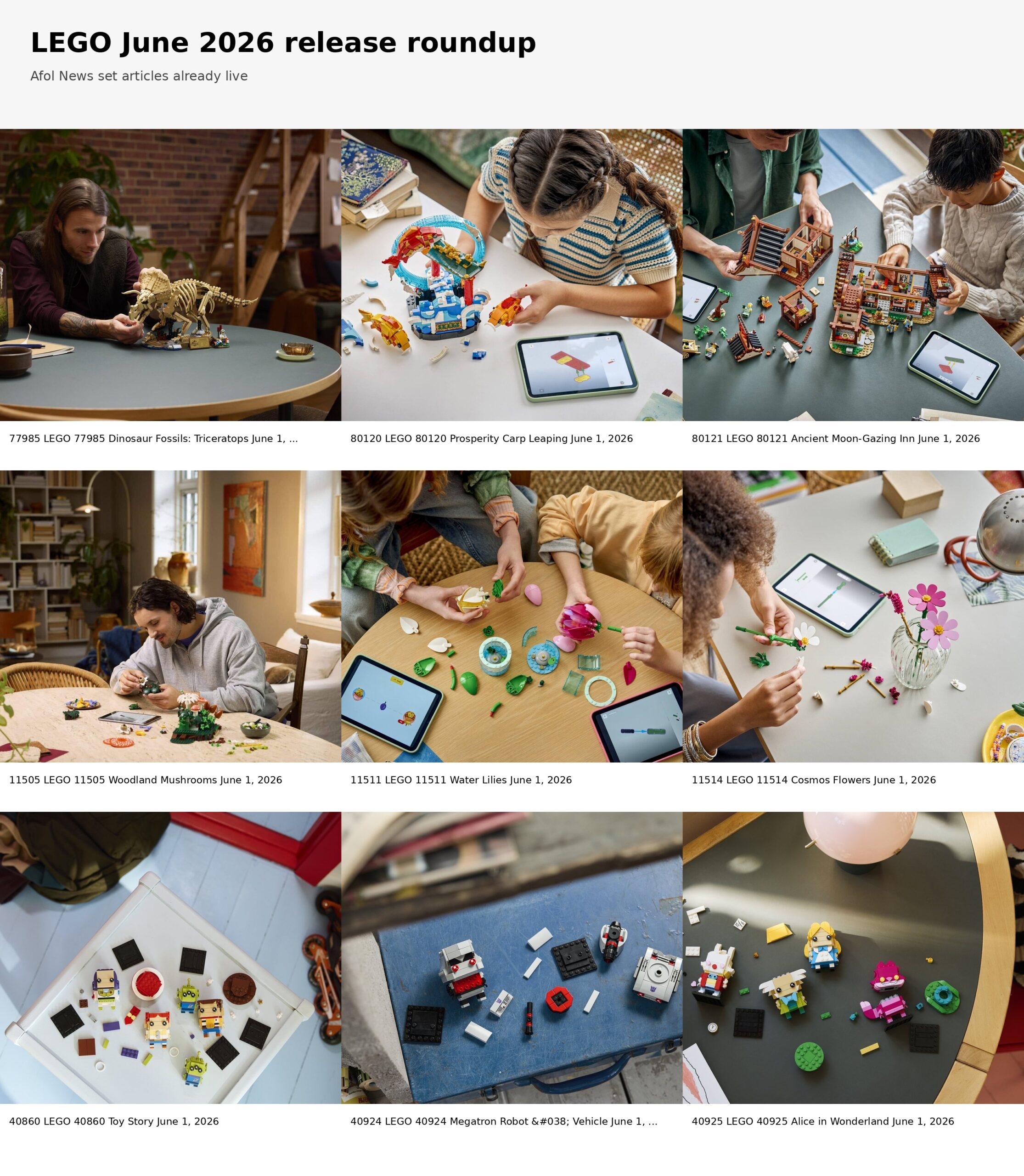 Montage showing a selection of LEGO sets tracked for June 2026 on Afol News