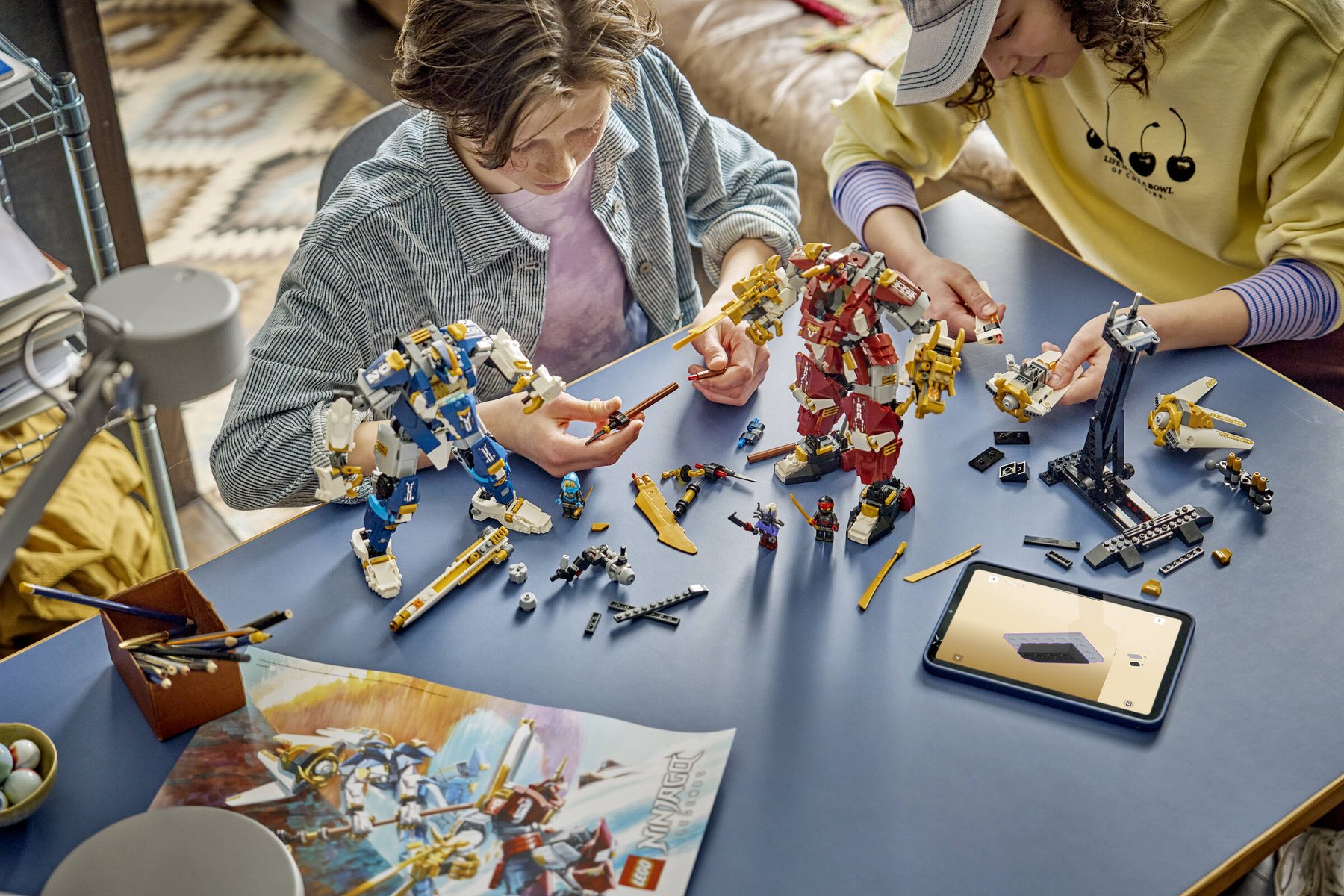 Official LEGO lifestyle image of 71870 The Twin Titan Mechs.