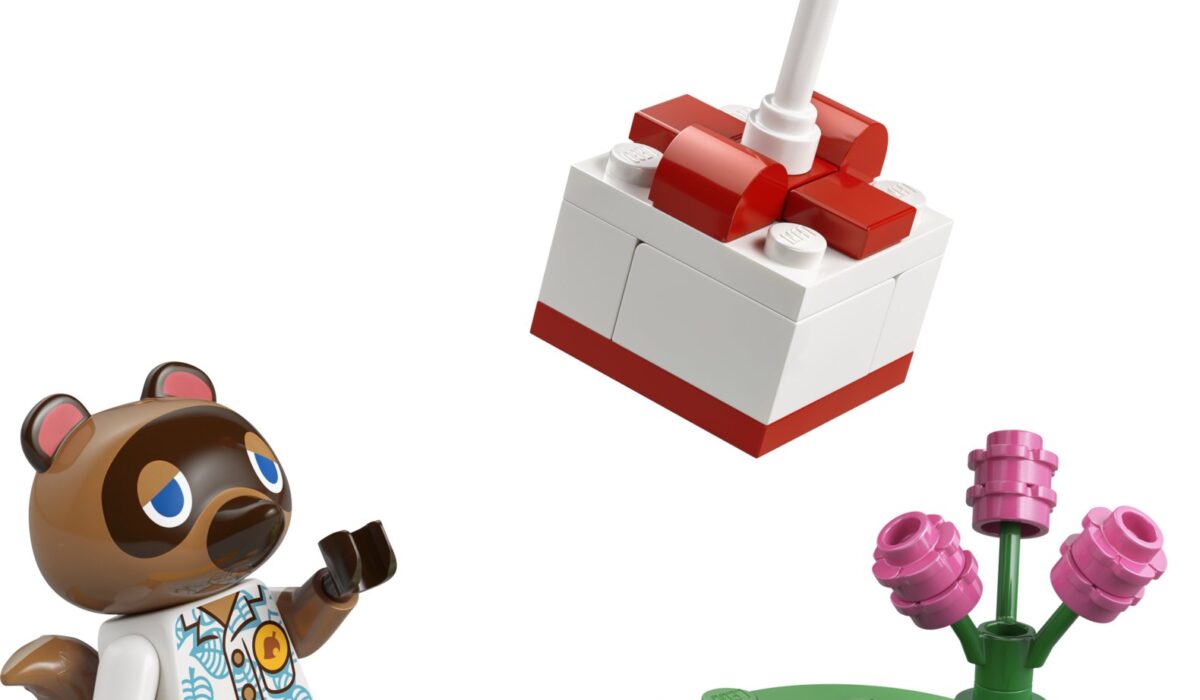 Official LEGO image of Tom Nook and Flying Present