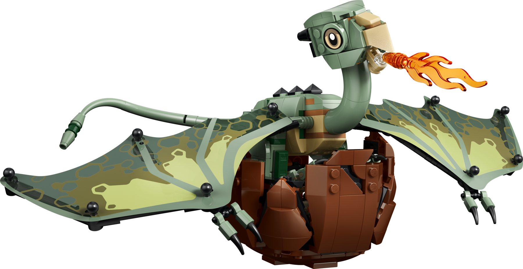 LEGO® Harry Potter™ Norbert: Hagrid's Baby Dragon set, featuring baby Norbert breathing fire and hatching out his egg.