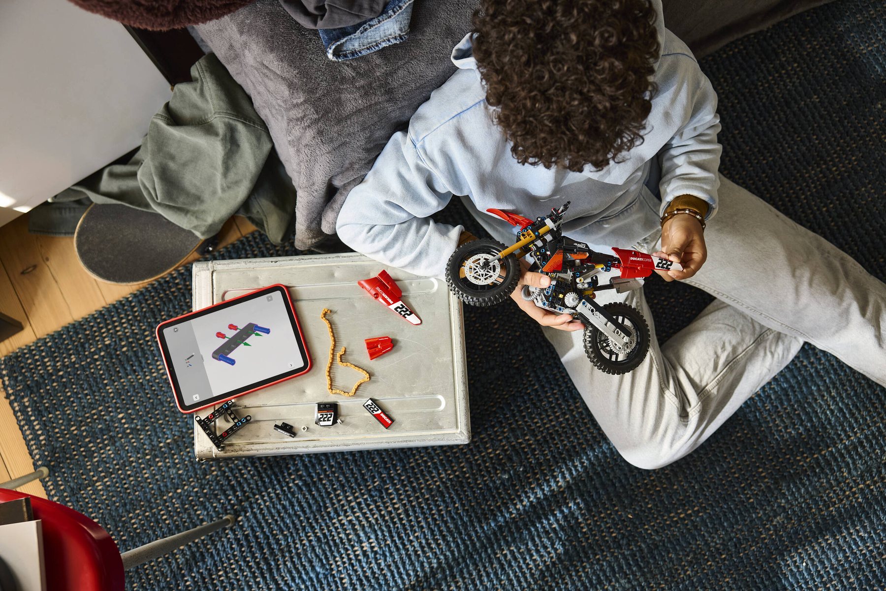 Official LEGO image of Ducati Desmo450 MX Factory Motorcycle