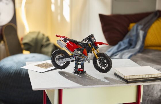 Official LEGO lifestyle image of Ducati Desmo450 MX Factory Motorcycle