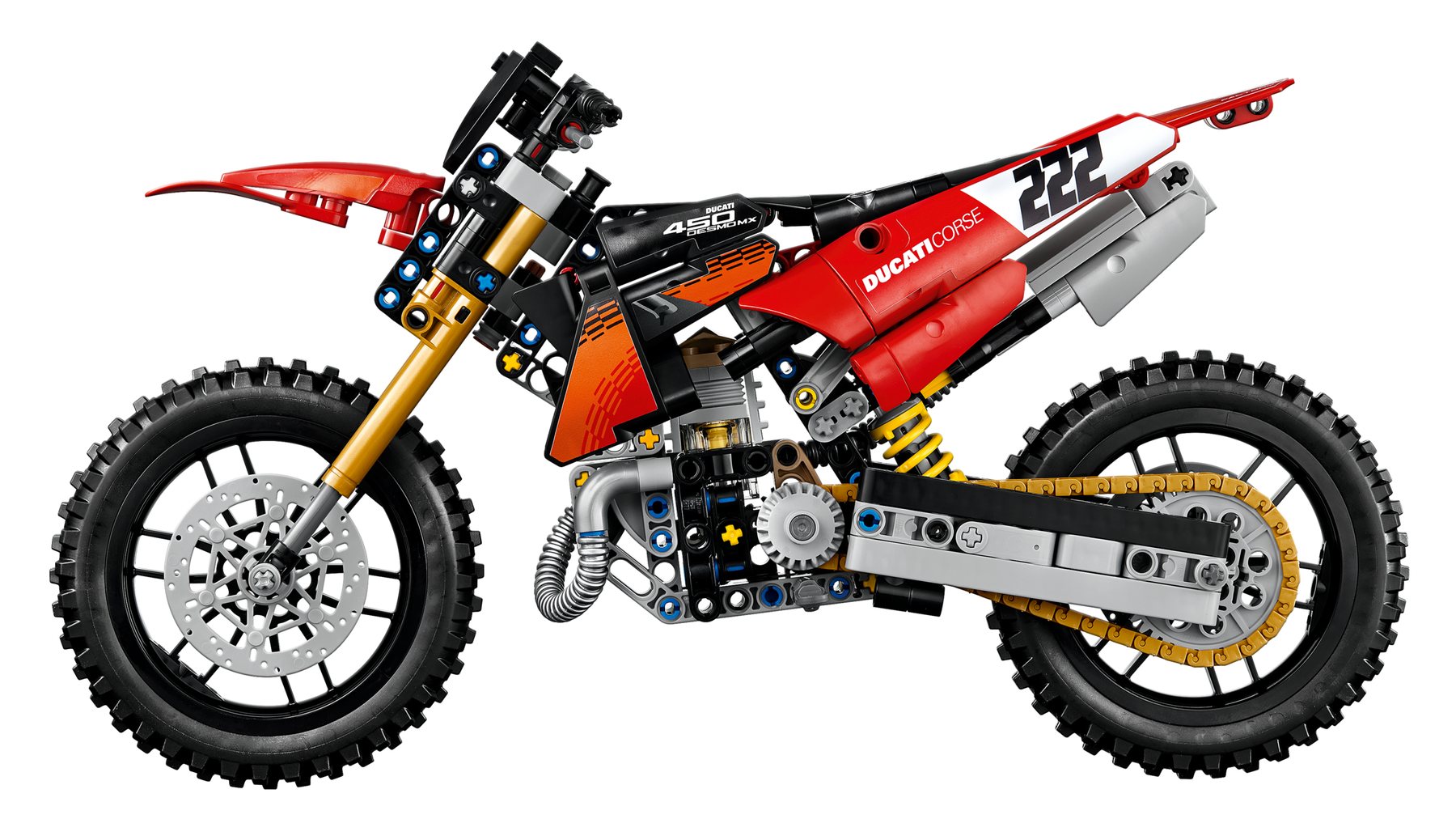 Official LEGO image of Ducati Desmo450 MX Factory Motorcycle