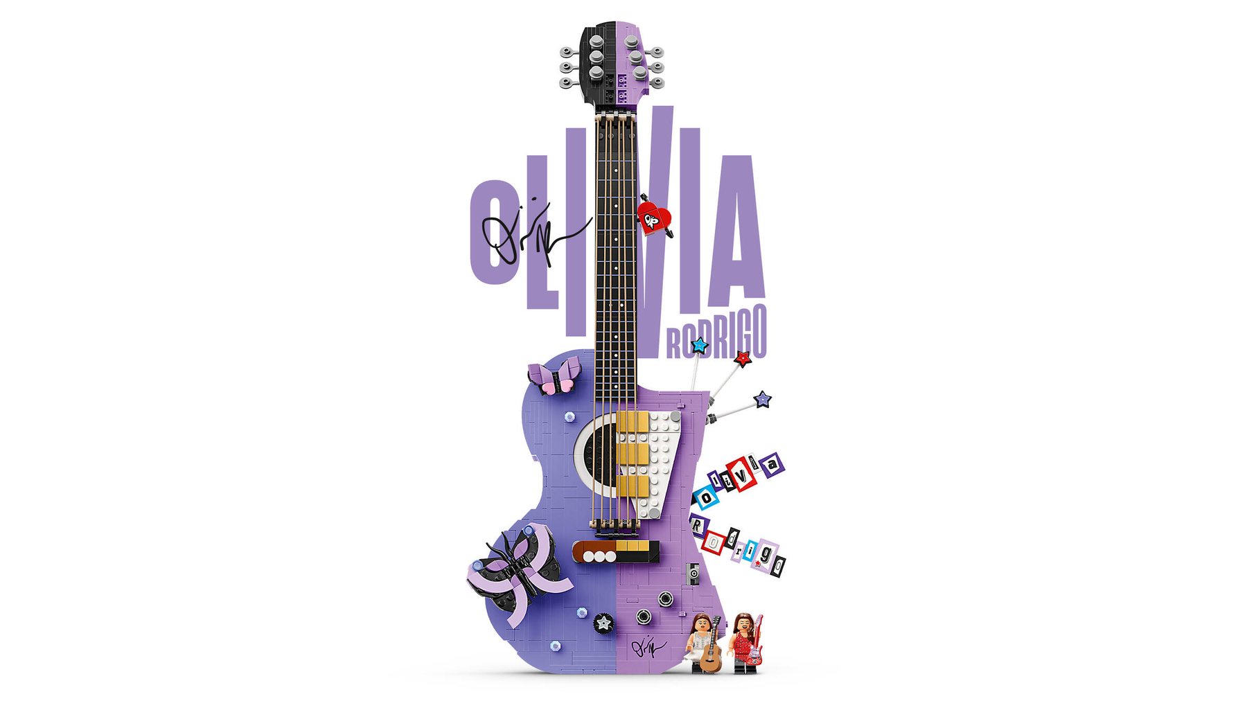 Official LEGO image of Olivia Rodrigo's Dual Guitar