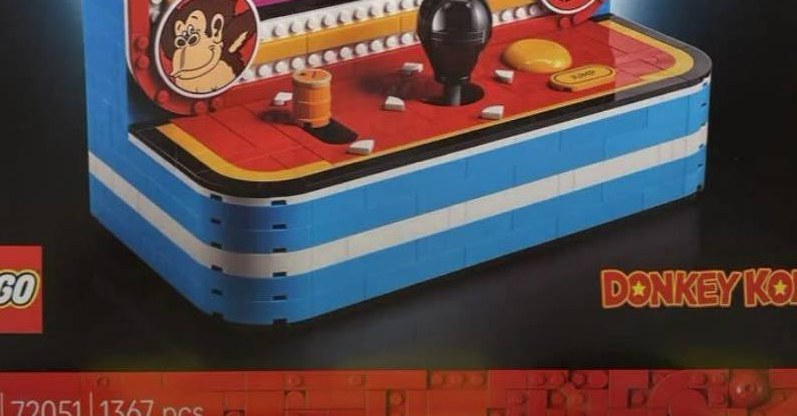 Close-up of the control deck and lower section from the rumored LEGO Donkey Kong Arcade 72051 image
