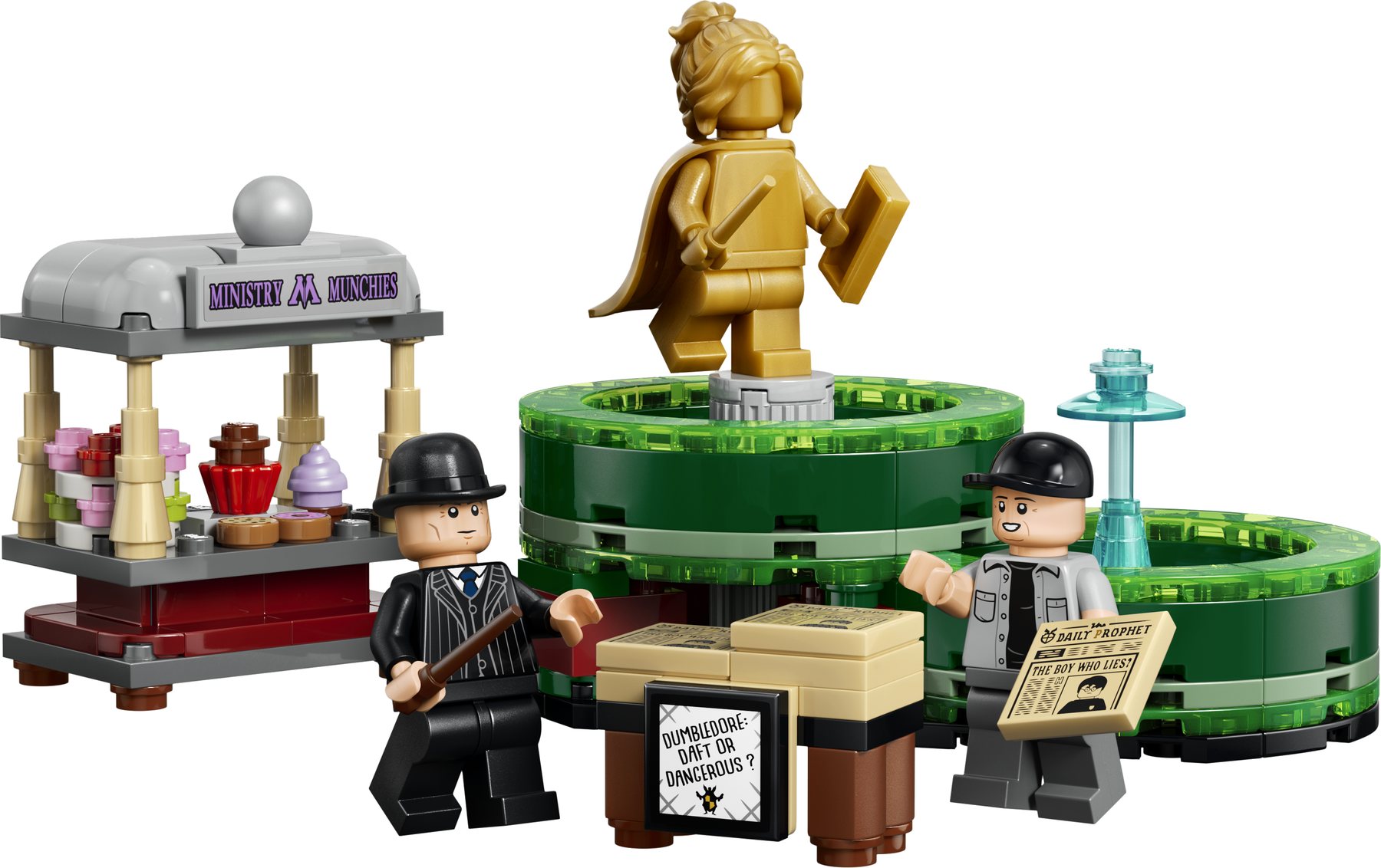 Official LEGO image of Ministry Munchies & The Daily Prophet Stands