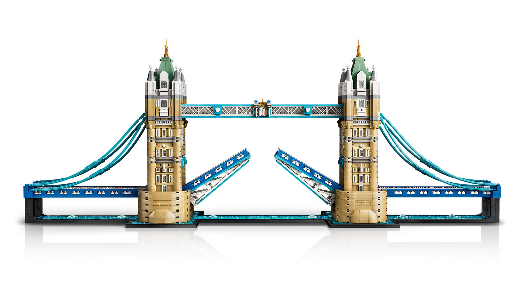 LEGO® Architecture Tower Bridge set, with central bascules raised.