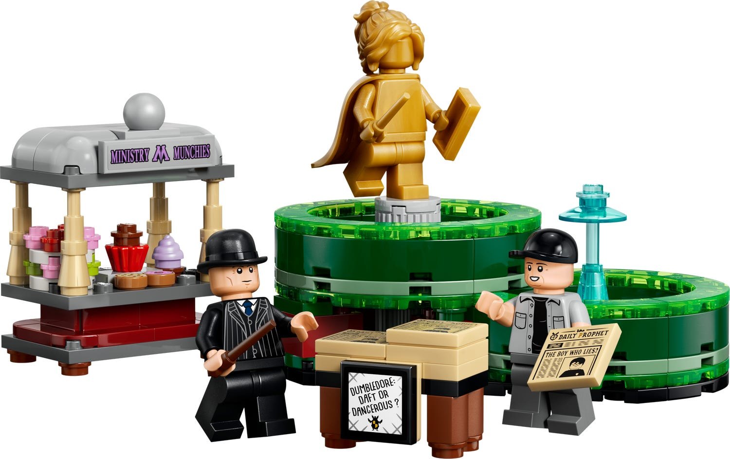 Official LEGO product image of Ministry Munchies and The Daily Prophet Stands 40901
