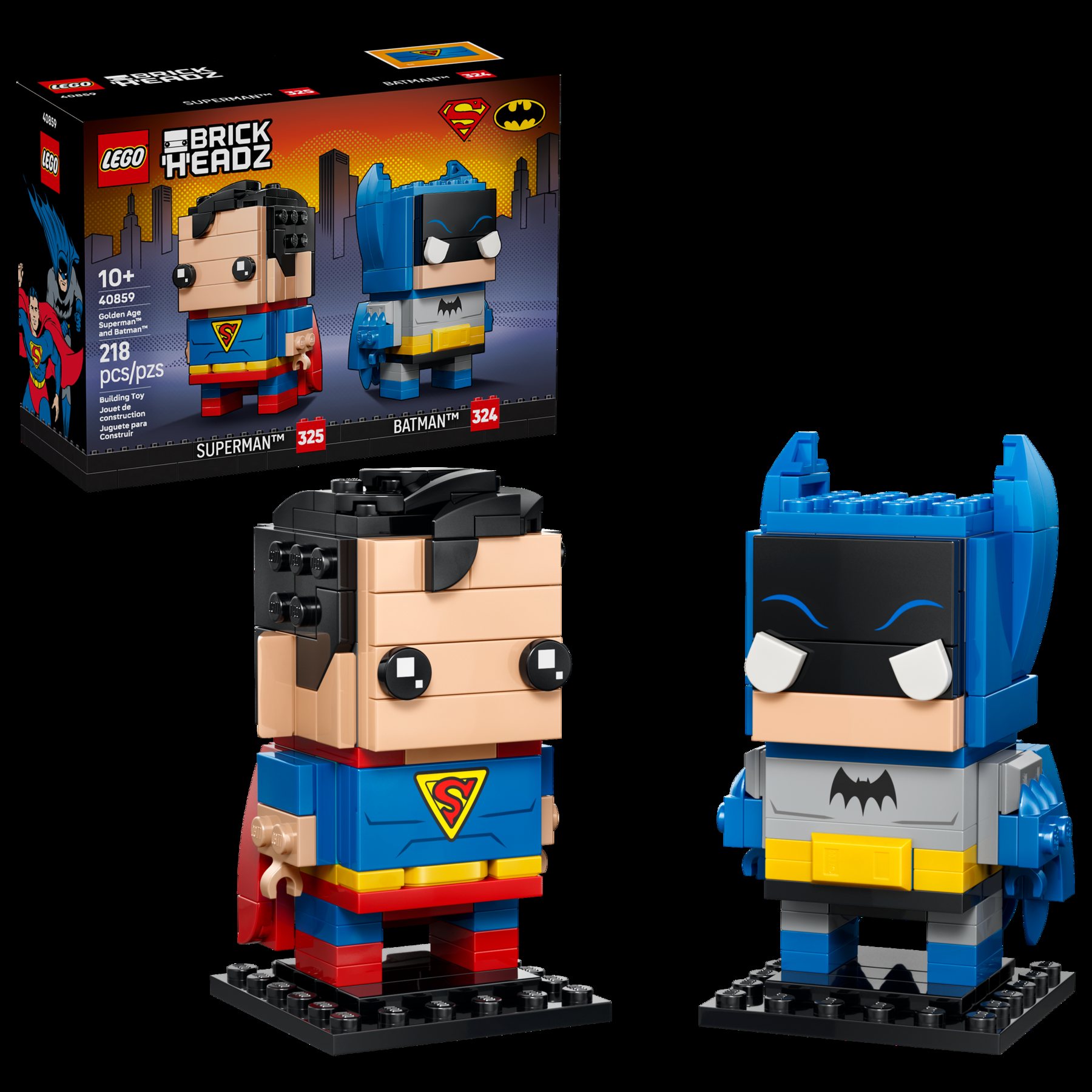 Official LEGO image of Golden Age Superman™ and Batman™ Figures (40859).