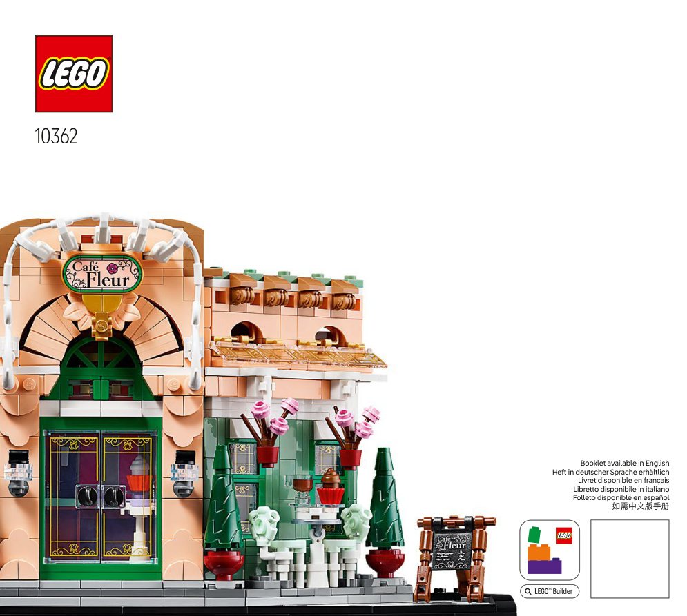 Cover page from the official LEGO building instructions for LEGO Icons 10362 French Café
